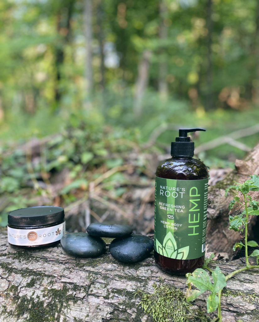 Natures root hemp lotion and coffee scrub Natures root hemp products